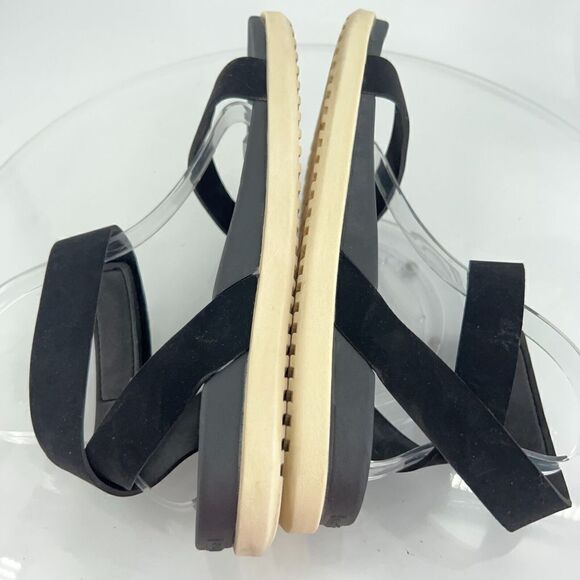 Native Juliet Shell Sandals Women's Size 10 Black Platform Ankle Strap Flat - Picture 8 of 14